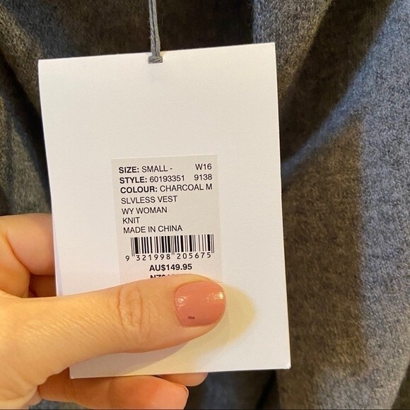 WITCHERY Sleeveless  Knit Vest in Charcoal S/M NWT - Picture 5 of 13